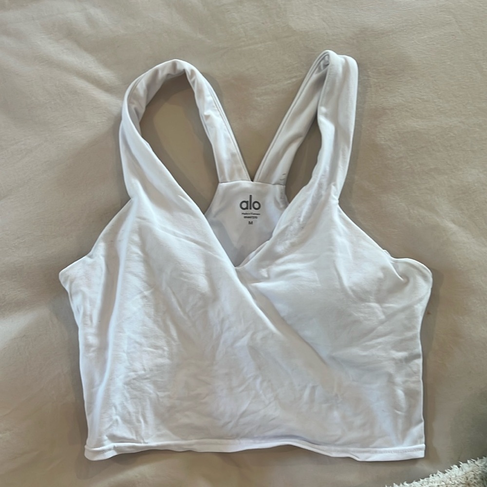 Alosoft white v neck bra